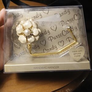 Gold Handbag Hanger with Cream Flower Accent